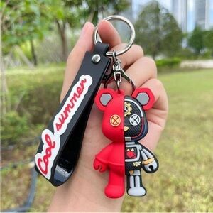 Fashion Keyrings Half Skull Body Robot Mechanical Bear Keychain